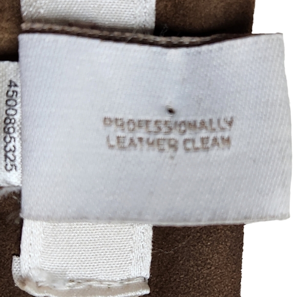 Chico's Brown Tan Leather Suede Midi Length Jacket Women's Size Large Size 2 - Picture 7 of 8